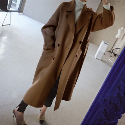 Women's Long Coat in Whipped Wool