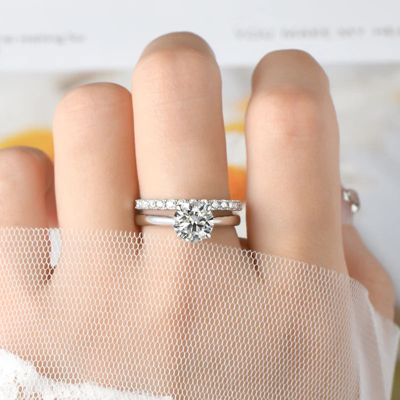 Solitaire Engagement Ring with Half Ring