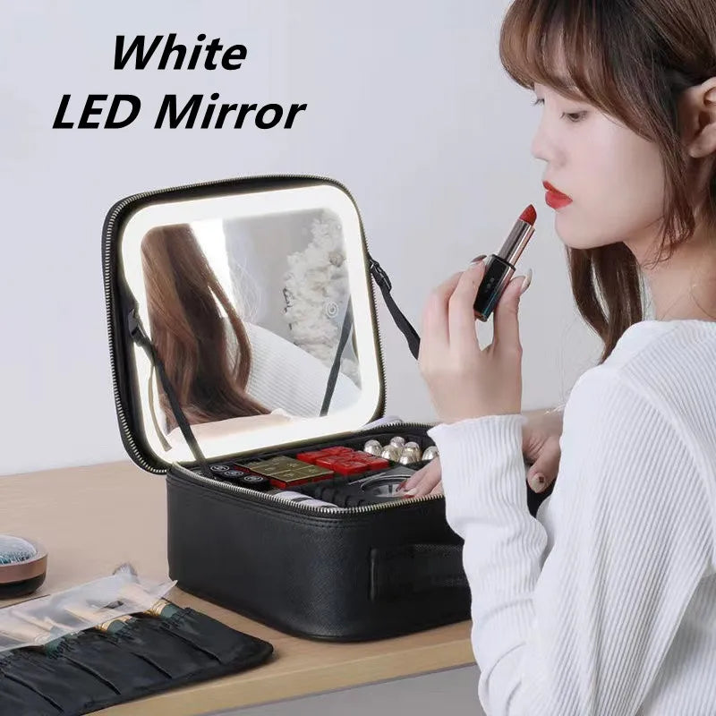 Women's LED Mirror Makeup Bag