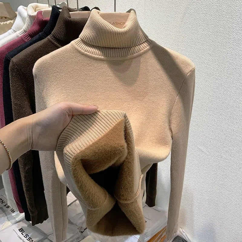 Plush turtleneck sweater