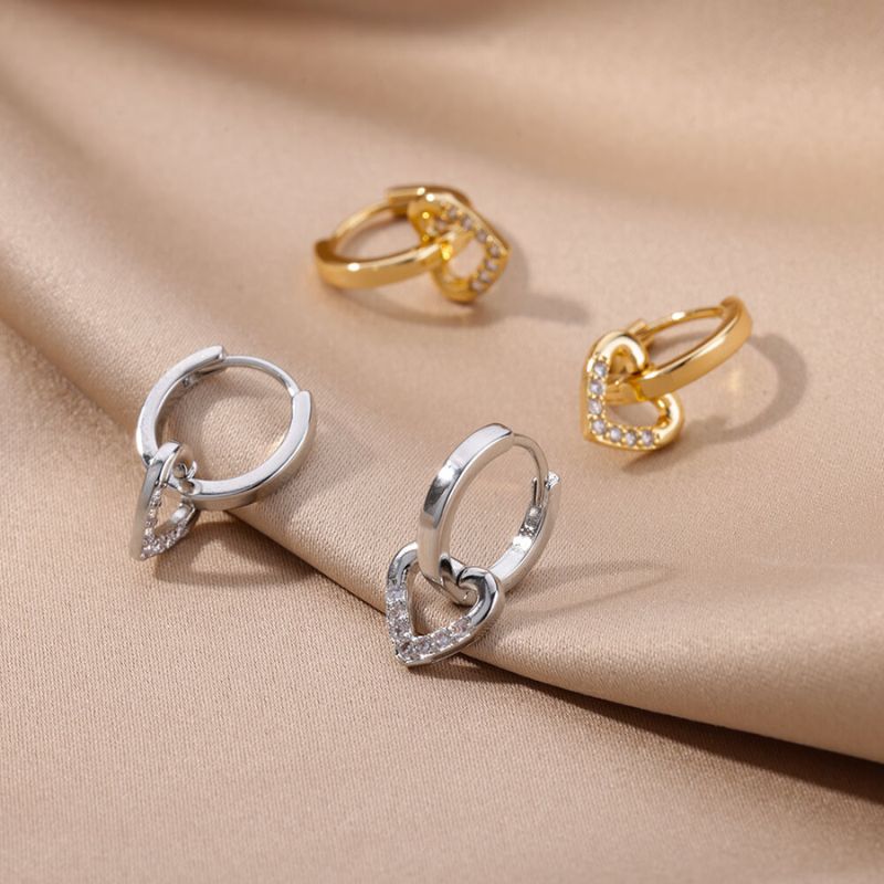 18k Gold Plated Heart Hoop Earring