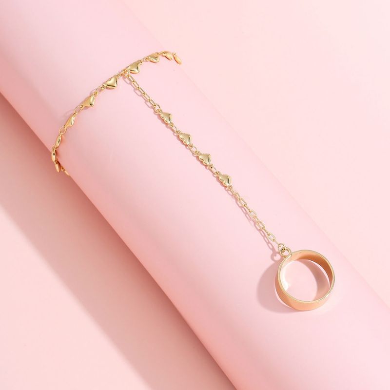 Gold-plated Heart Ring Bracelet