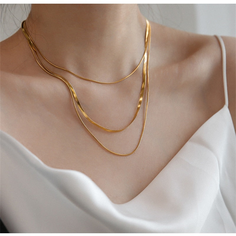 18k Gold Plated Minimalist Triple Necklace