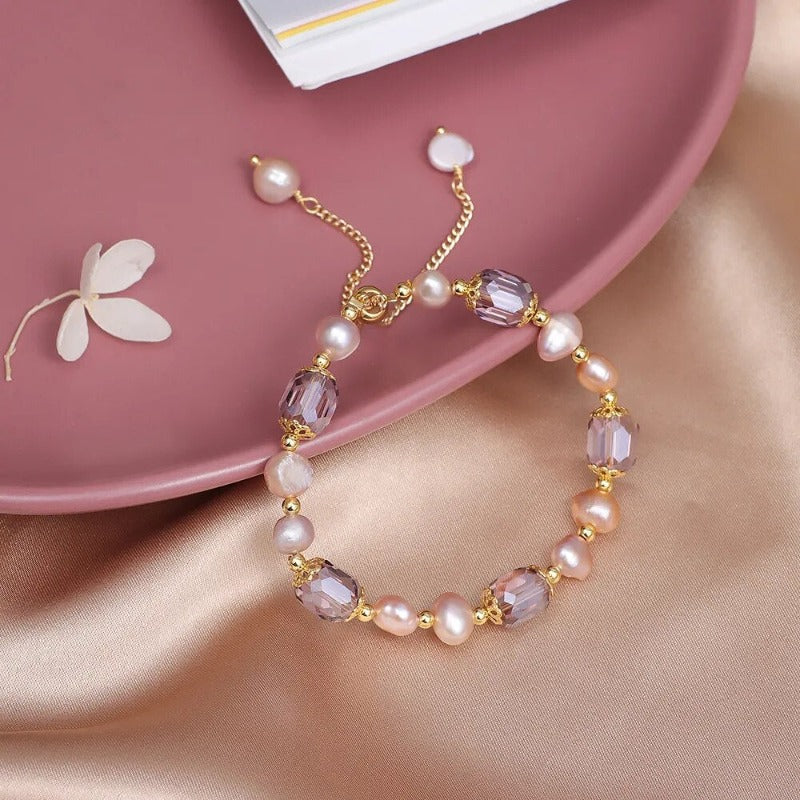 Pearl and Purple Zirconia Bracelet