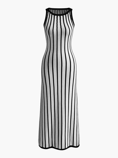 Pinstripe Slim Sweater Dress