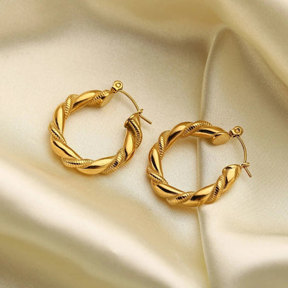 18k Gold Plated Traced Hoop Earring