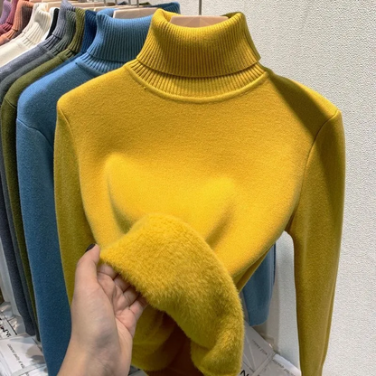 Plush turtleneck sweater