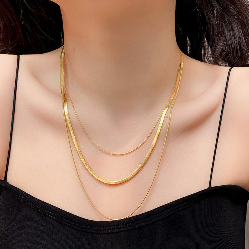 18k Gold Plated Minimalist Triple Necklace