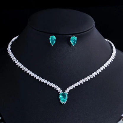 Emerald Crystal Necklace and Earring Set