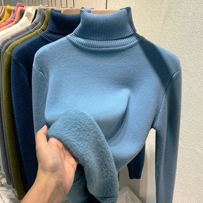 Plush turtleneck sweater