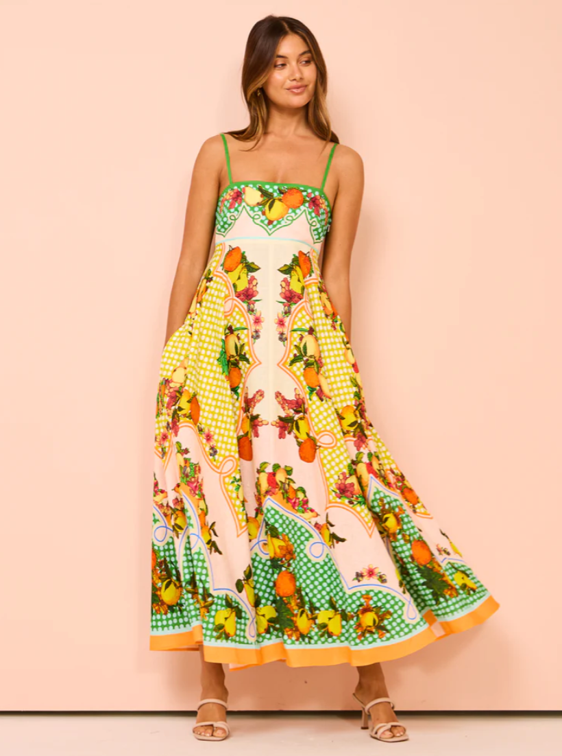 Printed Long Midi Dress - Paradise