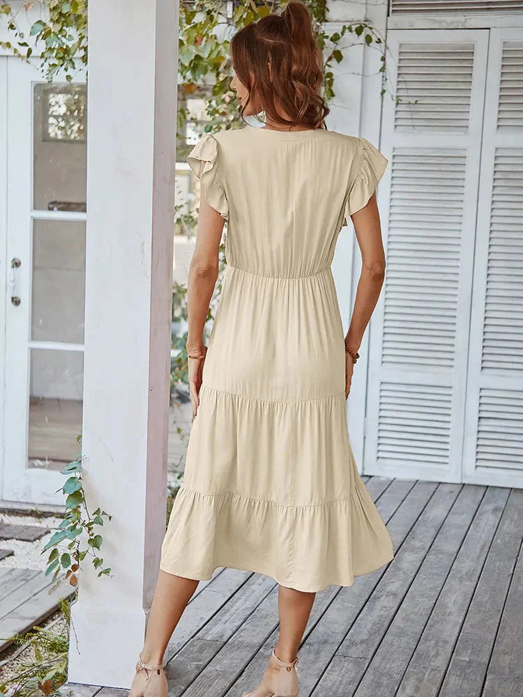 Loose Midi Dress With Light Sleeves