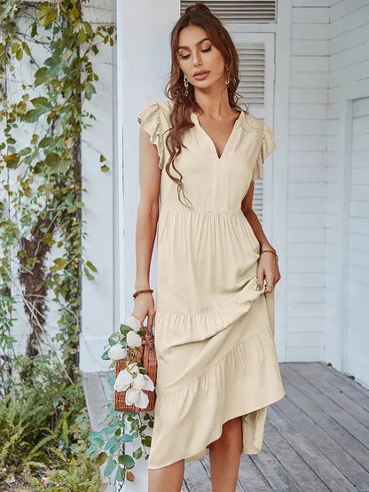 Loose Midi Dress With Light Sleeves