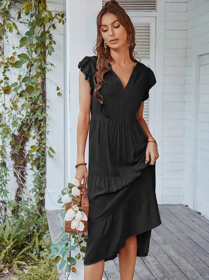 Loose Midi Dress With Light Sleeves