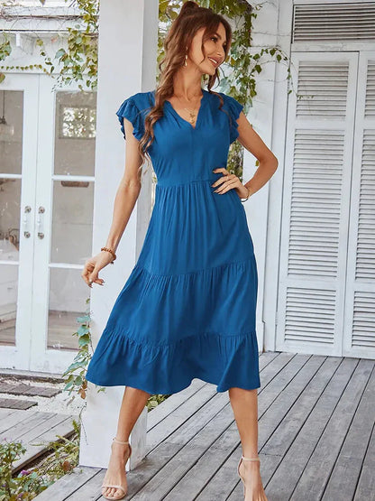 Loose Midi Dress With Light Sleeves