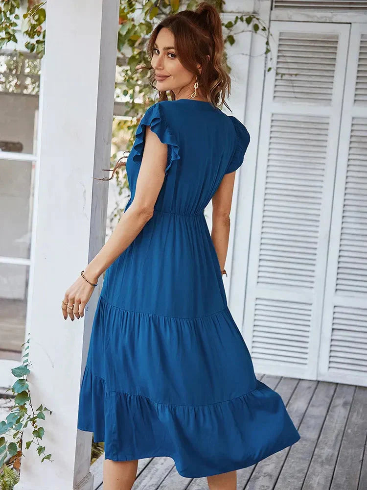 Loose Midi Dress With Light Sleeves