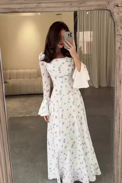 Women's Long-Sleeved Printed Dress