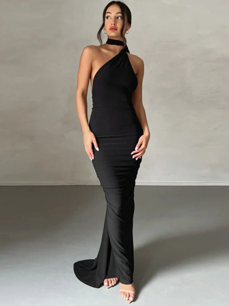 Sonata Oblique Shoulder Maxi Dress