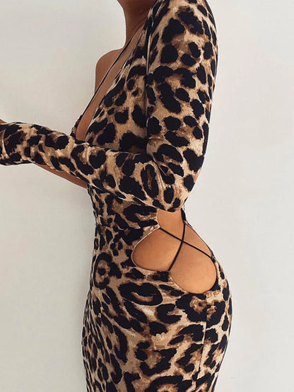 Women's Leopard Print Fitted Dress