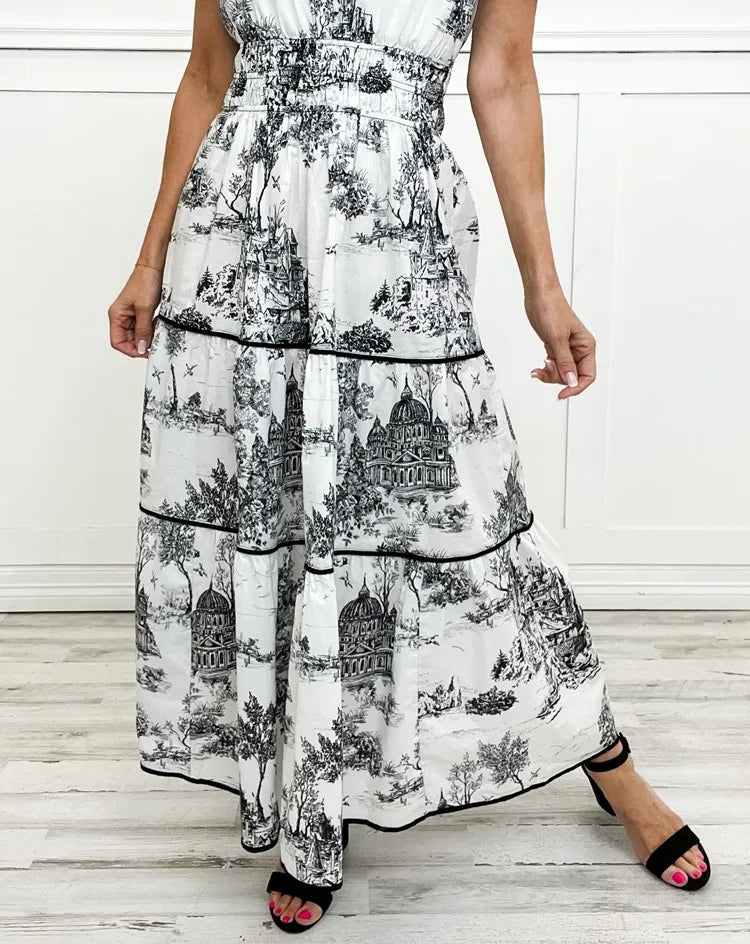 Women's Classic Charm Toile Maxi Dress