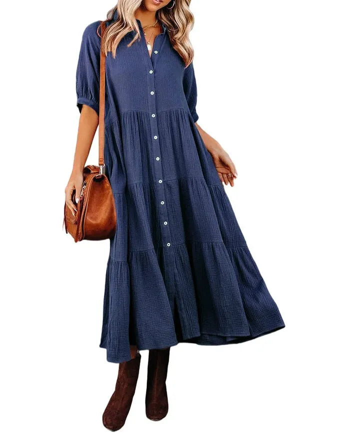 Women's Cotton Half Sleeves Casual Dress