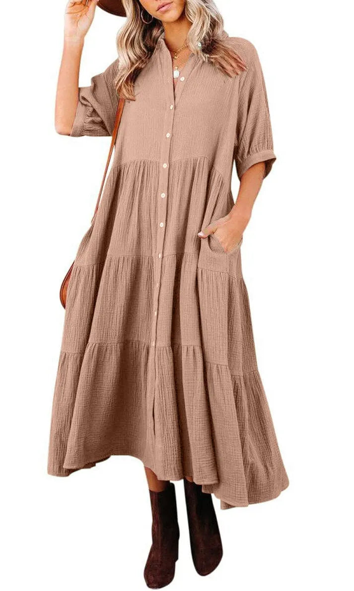 Women's Cotton Half Sleeves Casual Dress