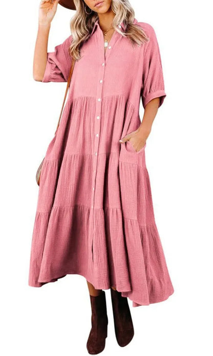 Women's Cotton Half Sleeves Casual Dress