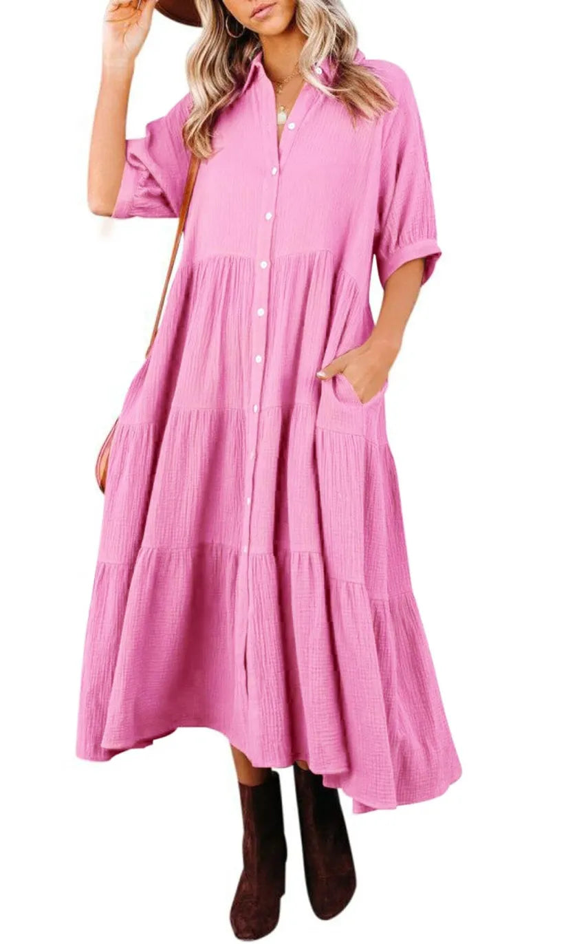 Women's Cotton Half Sleeves Casual Dress