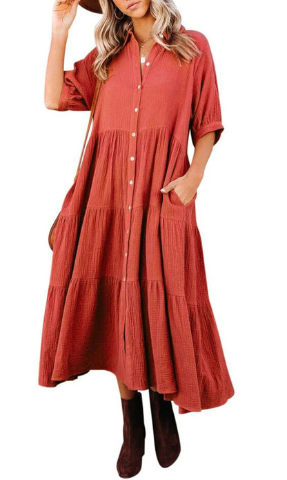 Women's Cotton Half Sleeves Casual Dress