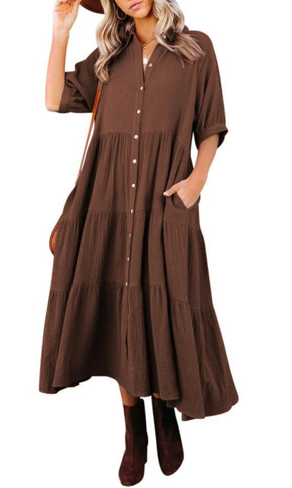 Women's Cotton Half Sleeves Casual Dress