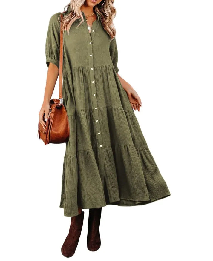 Women's Cotton Half Sleeves Casual Dress