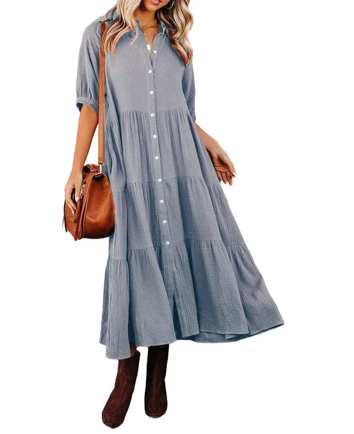 Women's Cotton Half Sleeves Casual Dress