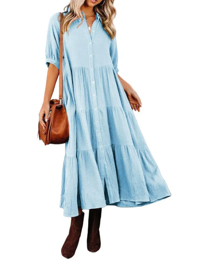 Women's Cotton Half Sleeves Casual Dress