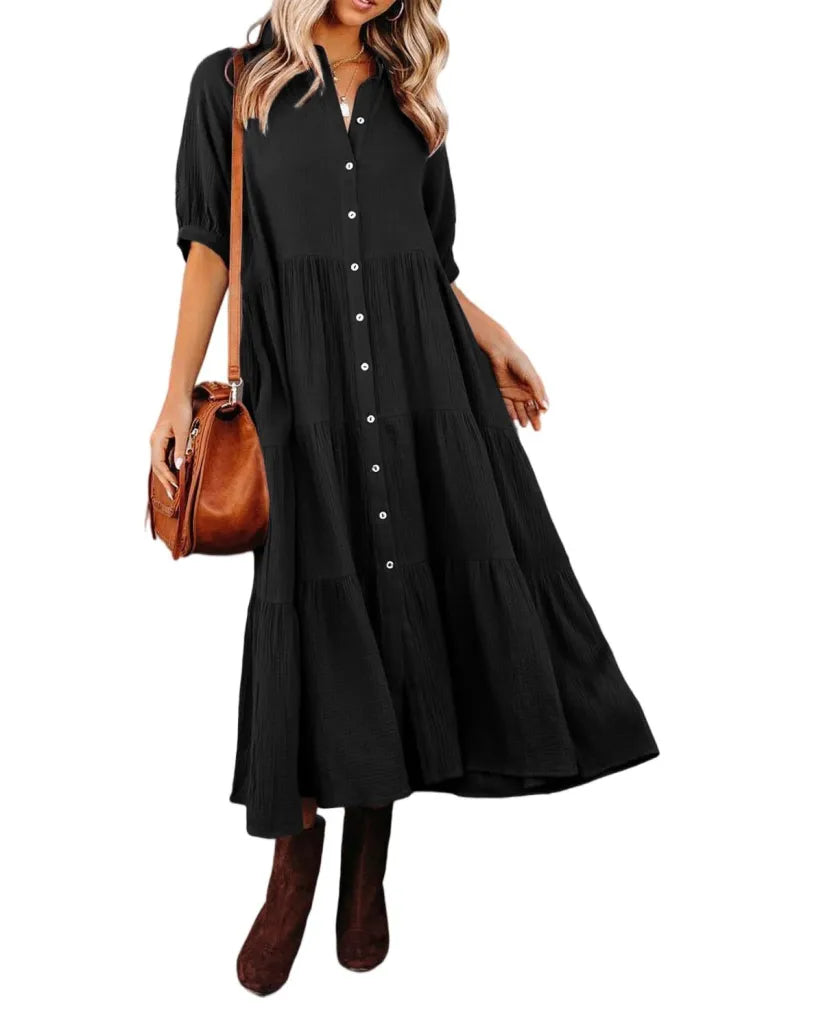 Women's Cotton Half Sleeves Casual Dress