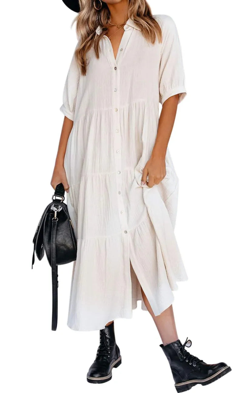 Women's Cotton Half Sleeves Casual Dress