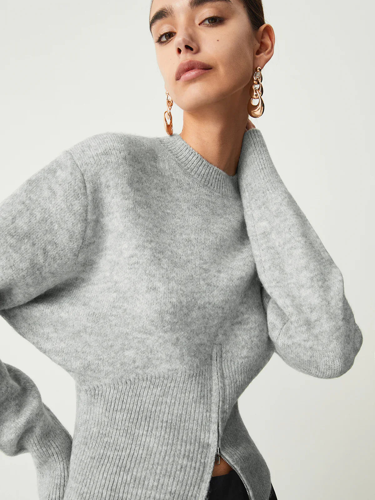 Half Zip Fuzzy Sweater